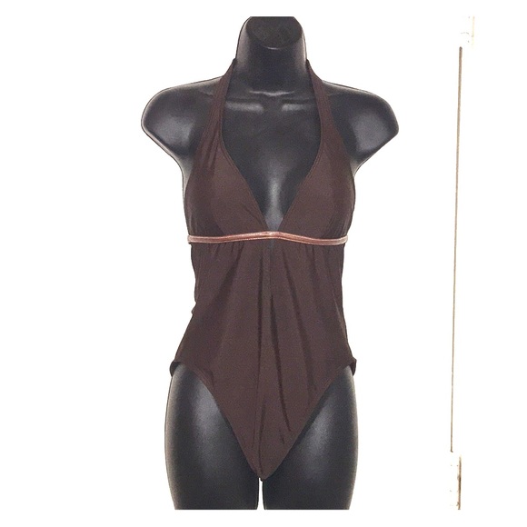 VICTORIA’S SECRET brown 1-piece w/leather piping - Picture 2 of 8